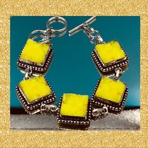 🆕 NEON YELLOW DRUZY & 925/SS TOGGLE BRACELET